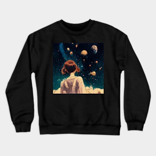 Space Gazing Girl- best selling Crewneck Sweatshirt